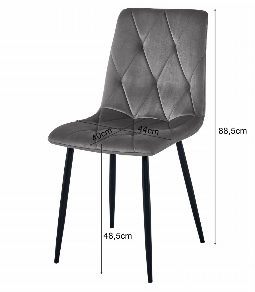 Sedia da pranzo Valora Tyra in velluto beige chiaro con gambe nere x4