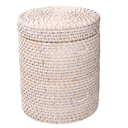 Scatola in rattan algarve bianco tondo cm Ø20xh24