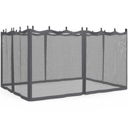 IDMarket - Set di 4 zanzariere 3x4 grigie con cerniera per pergola + ganci