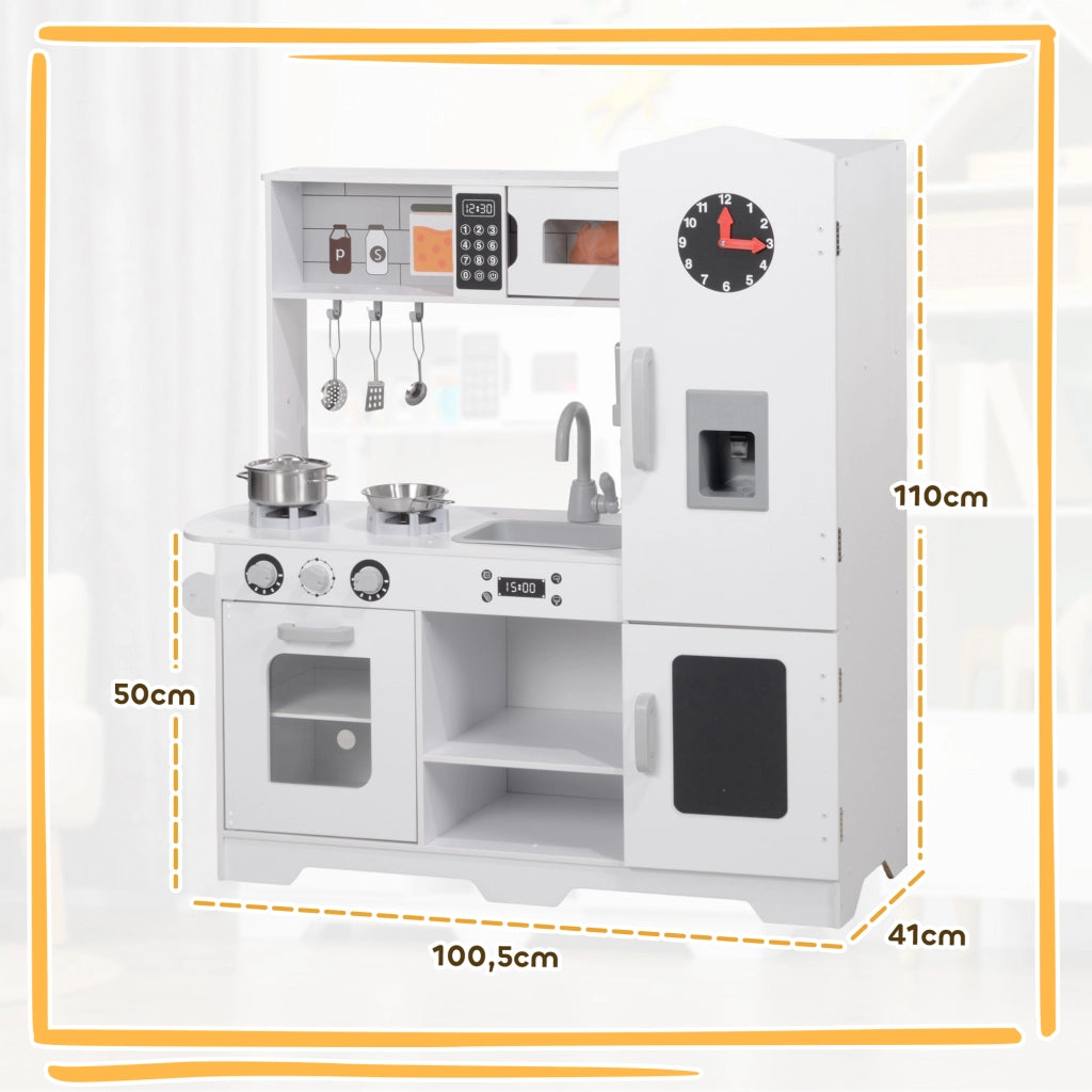 Cucina Giocattolo in Legno per Bambini con Accessori Bianco ¨C zephmum ¨C 80x40x100