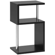 Tavolino con Luce LED a 3 Livelli con Ripiani e Struttura in Alluminio per Salotto Camera da Letto 44x38x75 cm Nero