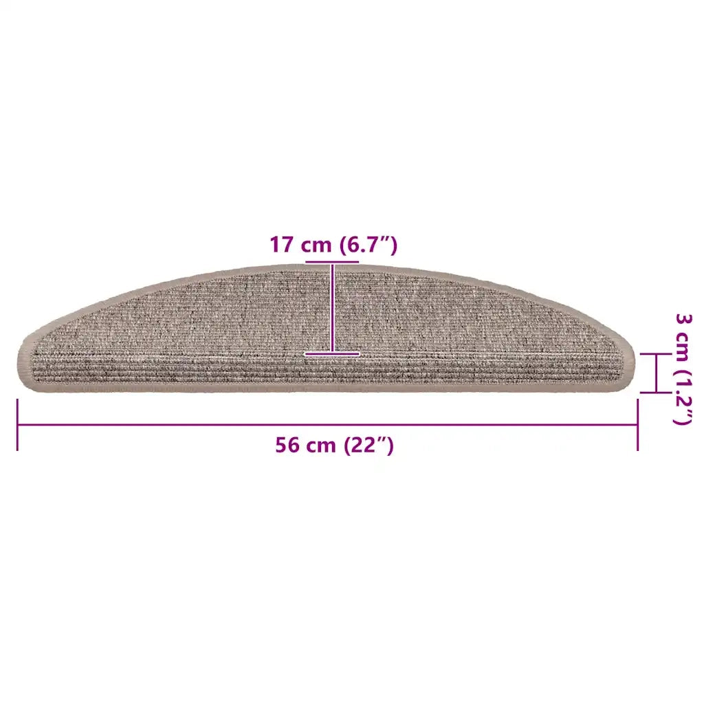 Tappetini per scale 15 pz | Gradini per Scale 56x17x3 cm Beige scuro Semicircolari