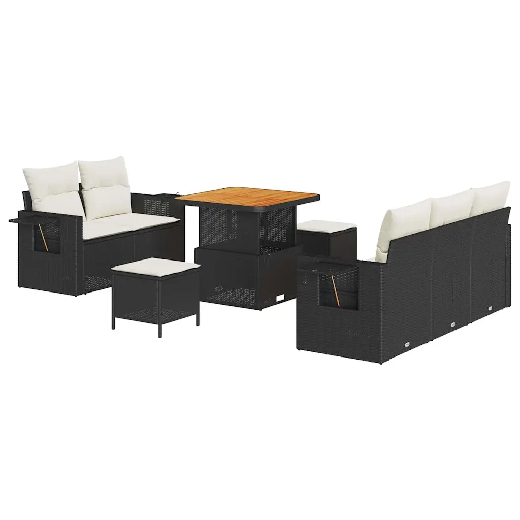 Set Divano da Giardino 10 pcs Nero e Crema polyrattan 3363635