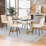 Set tavolo da pranzo beige con 4 sedie in velluto