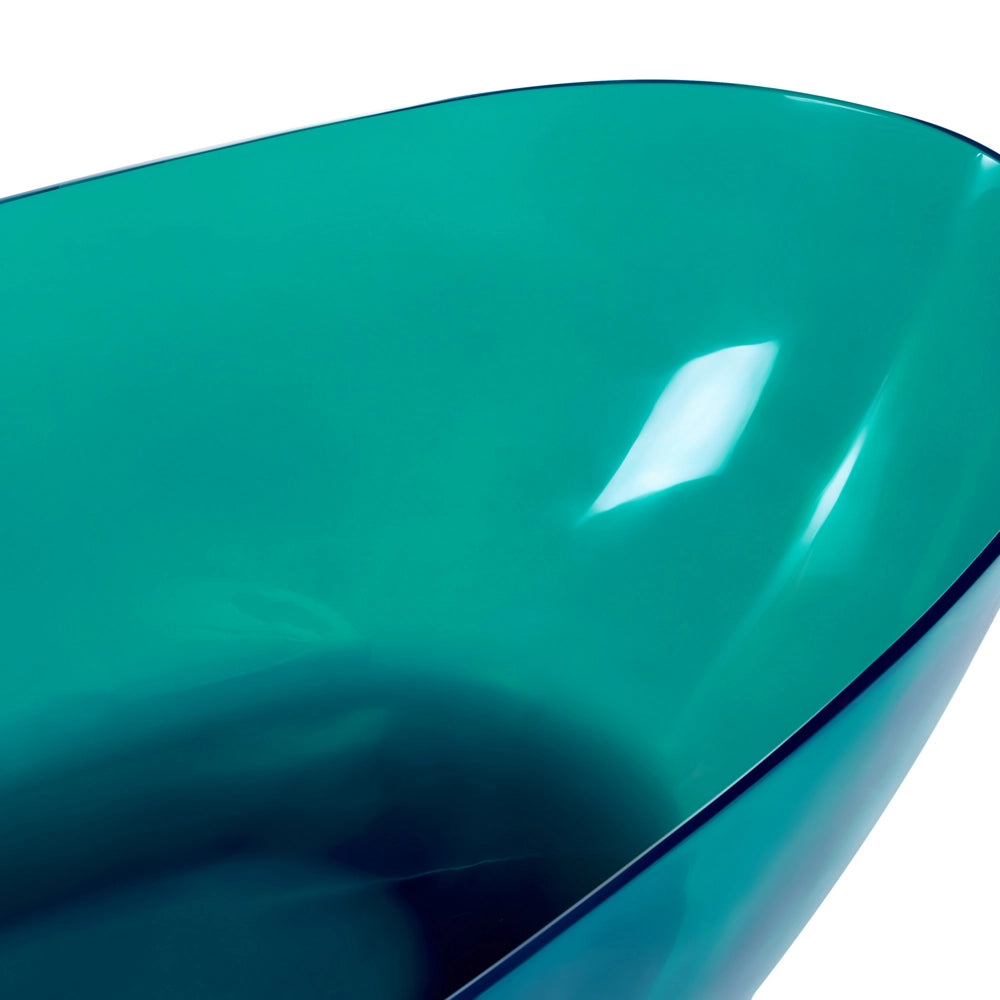 Vasca da bagno moderna con superficie solida ovale trasparente blu e verde 1690 x 780 mm design moderno semplice