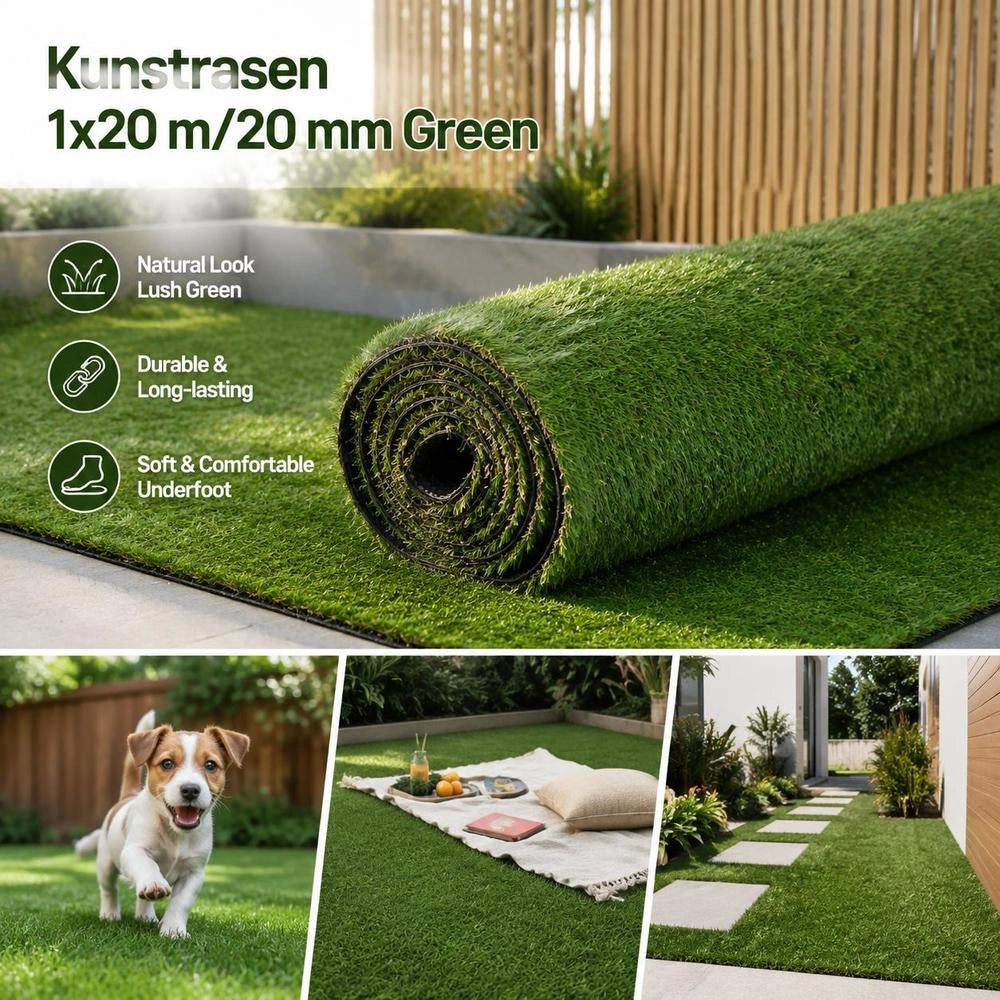 Artificial Turf 1x20 M/20 Mm Green