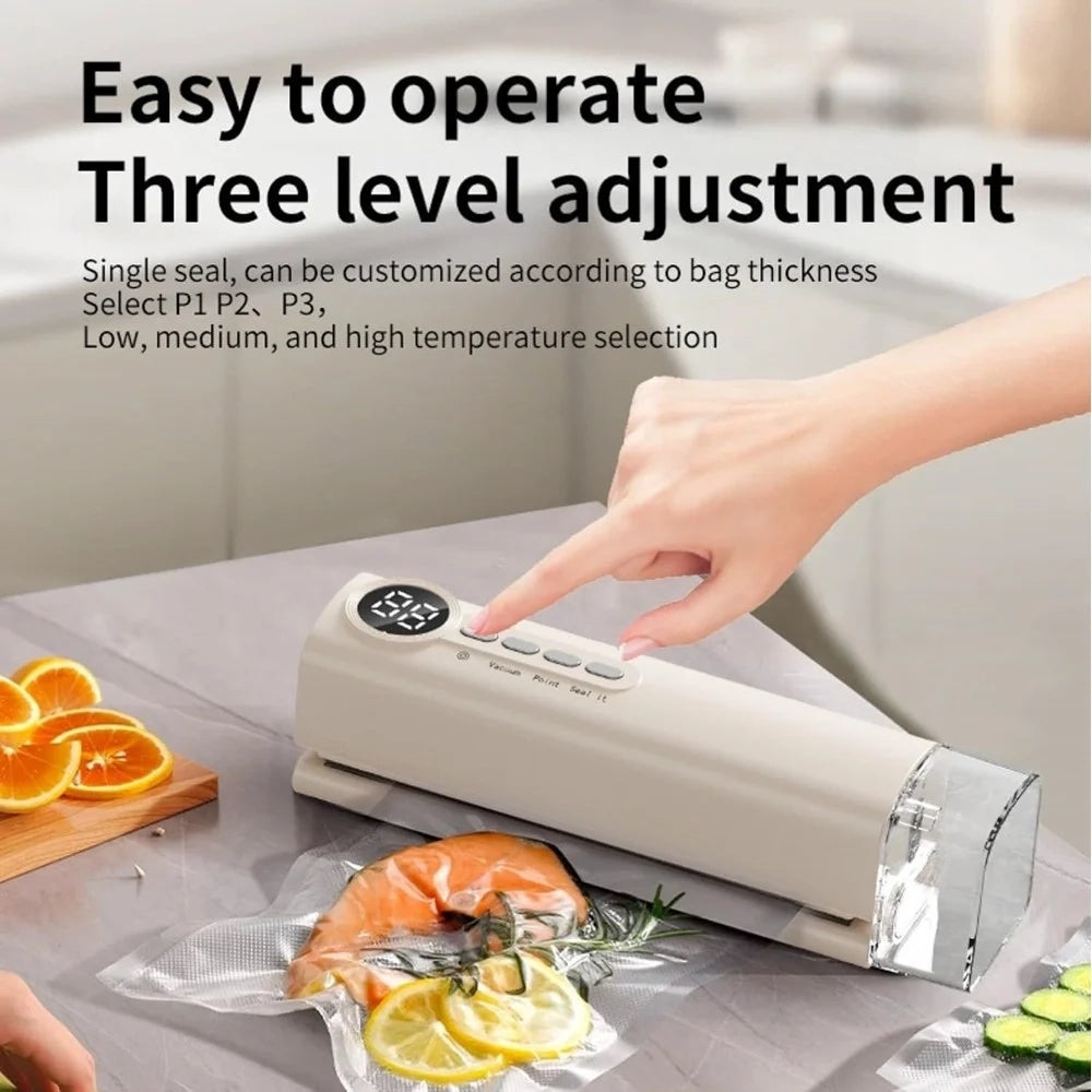Trade Shop - Macchina Sottovuoto Portatile Multifunzione Senza Fili Ricarica Usb Display Led Alimenti -