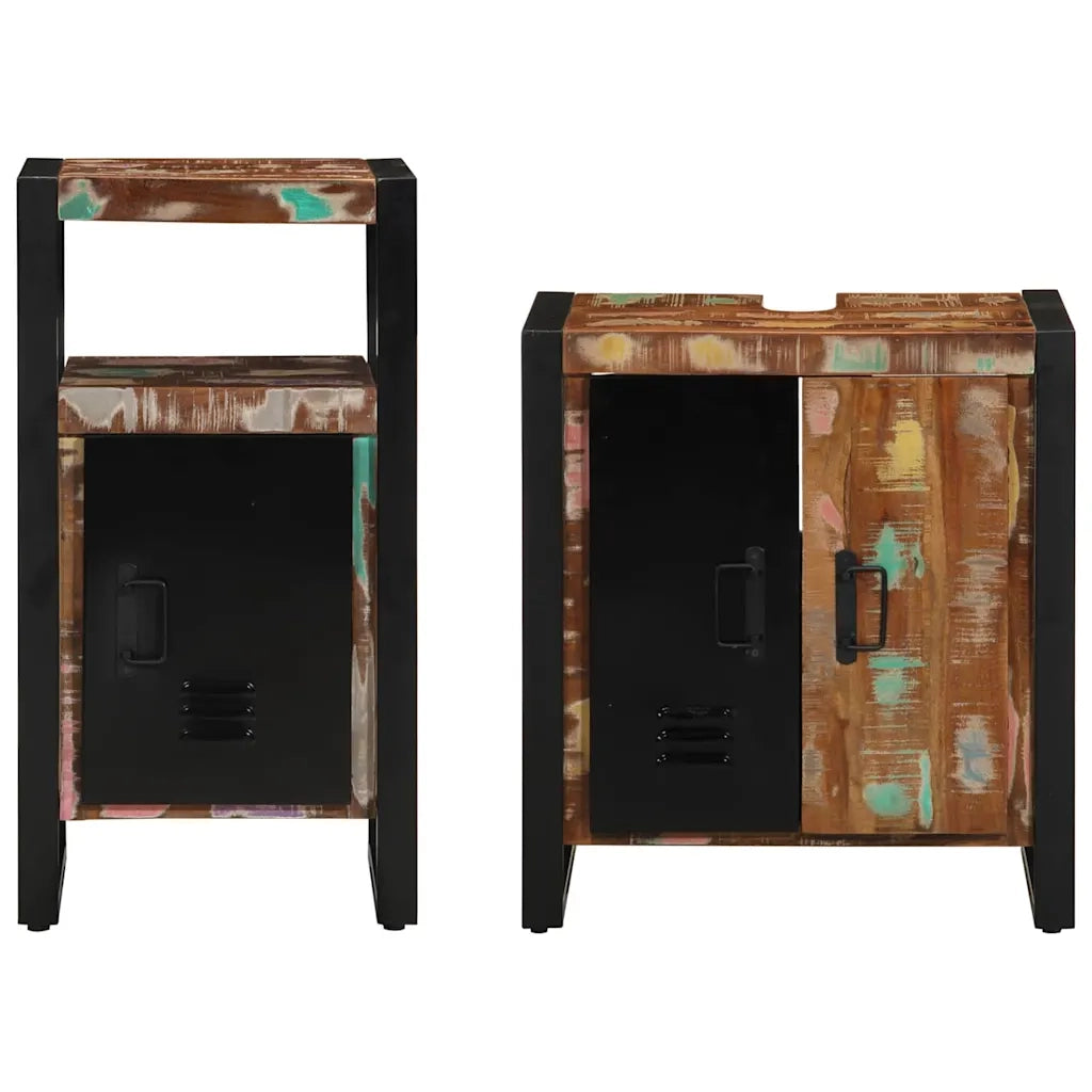 Set di mobili per il bagno 2 pcs Legno Recuperato Massello