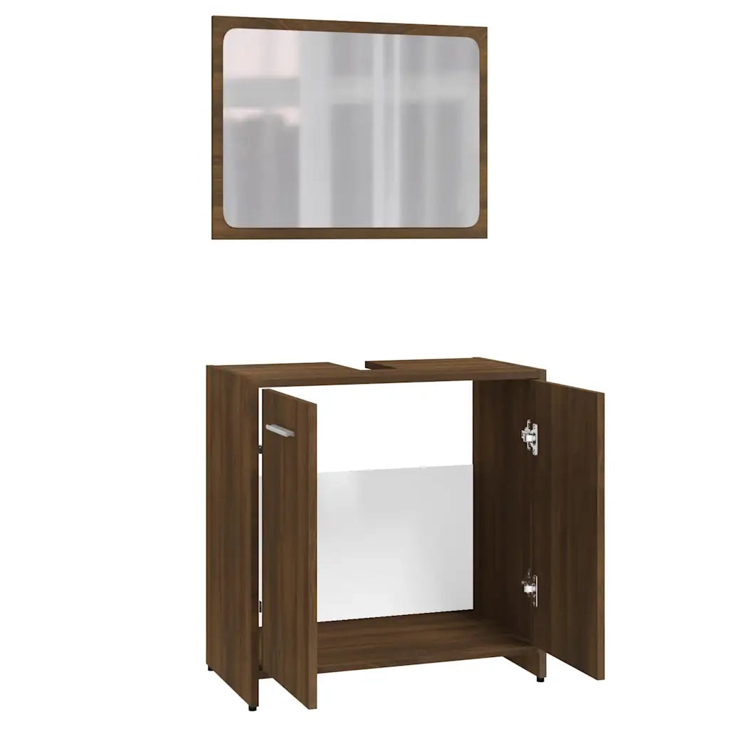 Set Mobili da Bagno Rovere Marrone in Legno Multistrato 815530