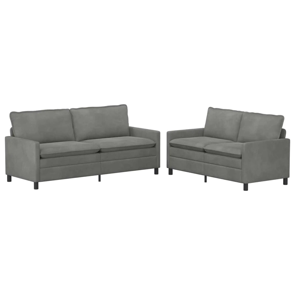 Set di divani 2 pcs Grigio Scuro Velluto