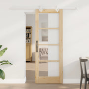 Set Porta Scorrevole  con Hardware 73.5x198.5 cm in Legno Massello di Pino