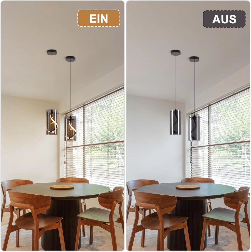 Lampada a sospensione ZMH LED nera 8w 3000k altezza regolabile per soggiorno cucina