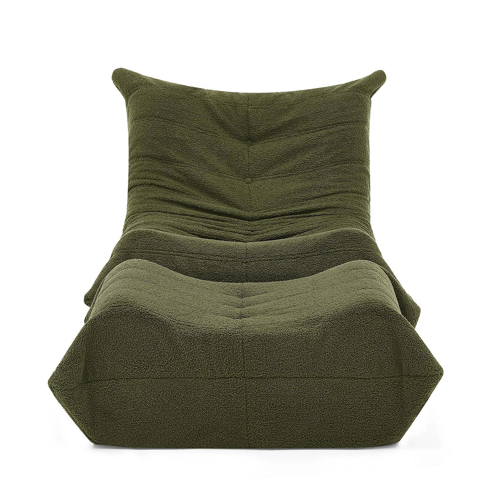 Canap¨¦ Lazy con schienale e poggiapiedi - Xylo - Verde, morbido peluche
