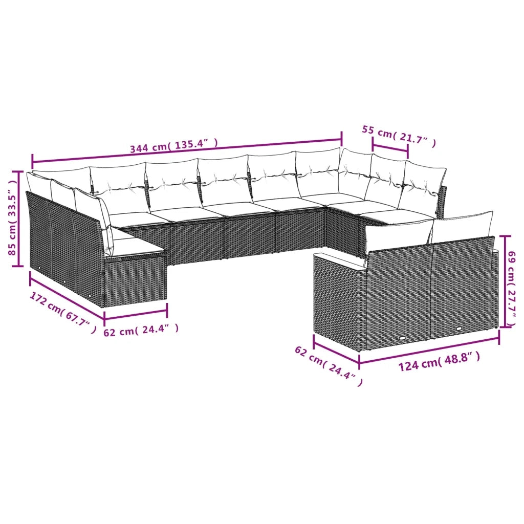 Set Divani da Giardino 7 pz con Cuscini Beige in Polyrattan 3256786
