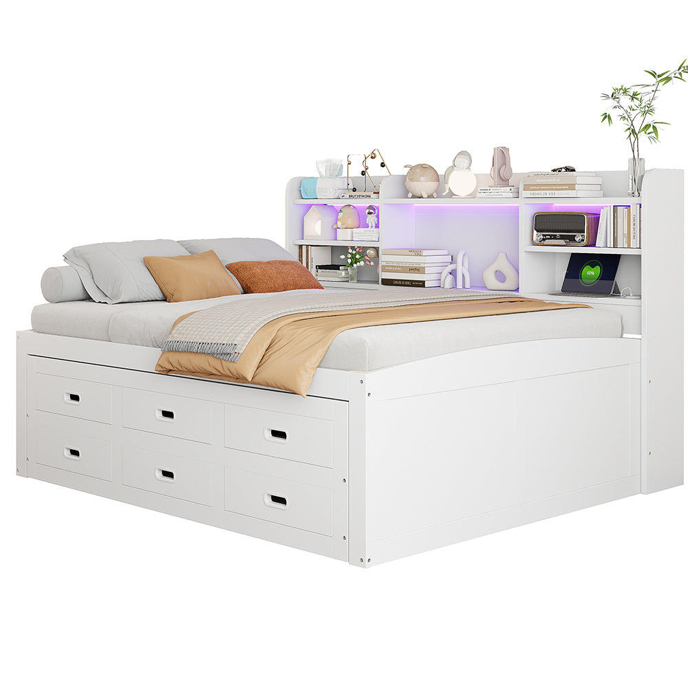 Daybed - Xylo - 140x200 cm LED USB 3 cassetti bianco