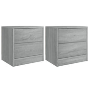 Set di 2 Comodini | Armadio da Notte | Mobiletto da notte Grigio Sonoma 40x30x40 cm in Truciolato