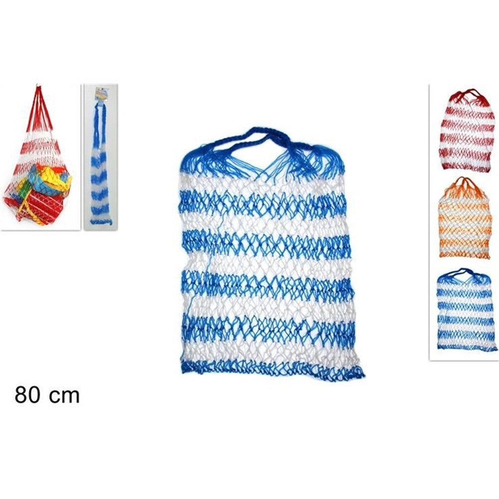 Trade Shop - Set 2 Borsa A Rete Mare Spiaggia Portatutto 80cm Maniglia Porta Oggetti Mj000090 -