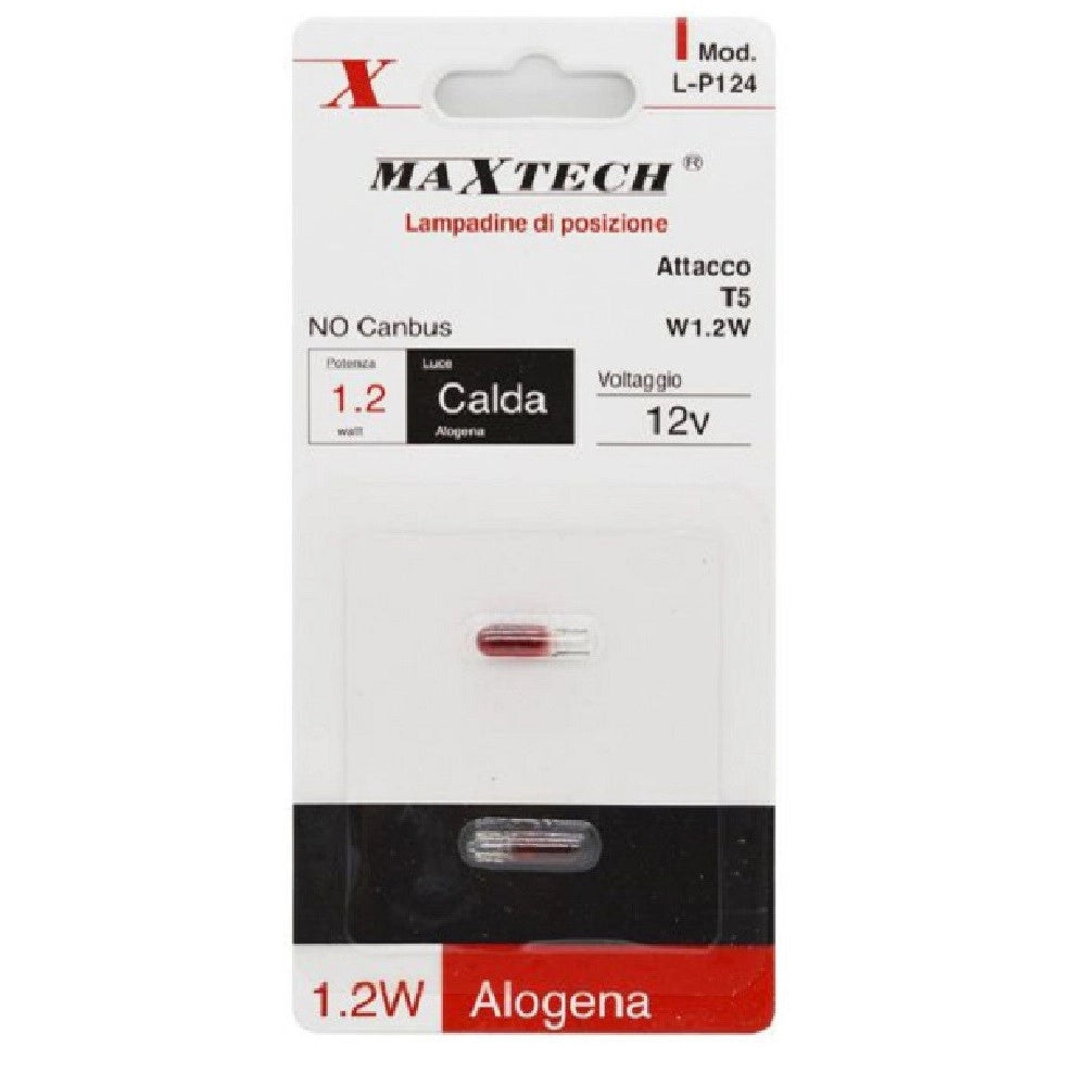 Trade Shop - Lampadine Di Posizione T5 L-p124 12v 1.2w Per Auto Luce Calda Alogena No Canbus -