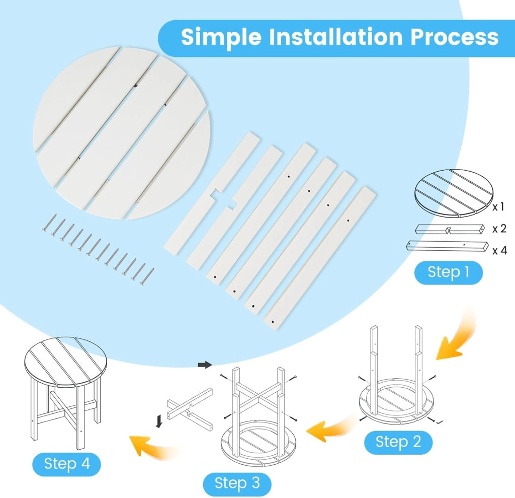 Tavolino da balcone da giardino, piccolo, resistente alle intemperie, balcone, in HDPE, resistente ai raggi UV, portatile, fino a 100 kg, piccolo tavolo per esterni, 46 x 46 x 46 cm