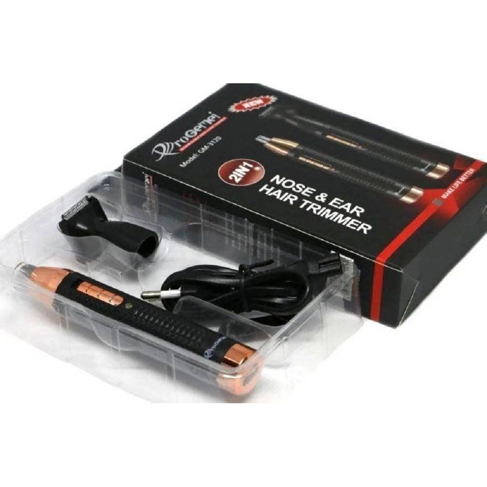 Trade Shop - Rifinitore Trimmer A Batteria 2 In 1 Regola Barba Naso Orecchie Capelli Gm-3120 -