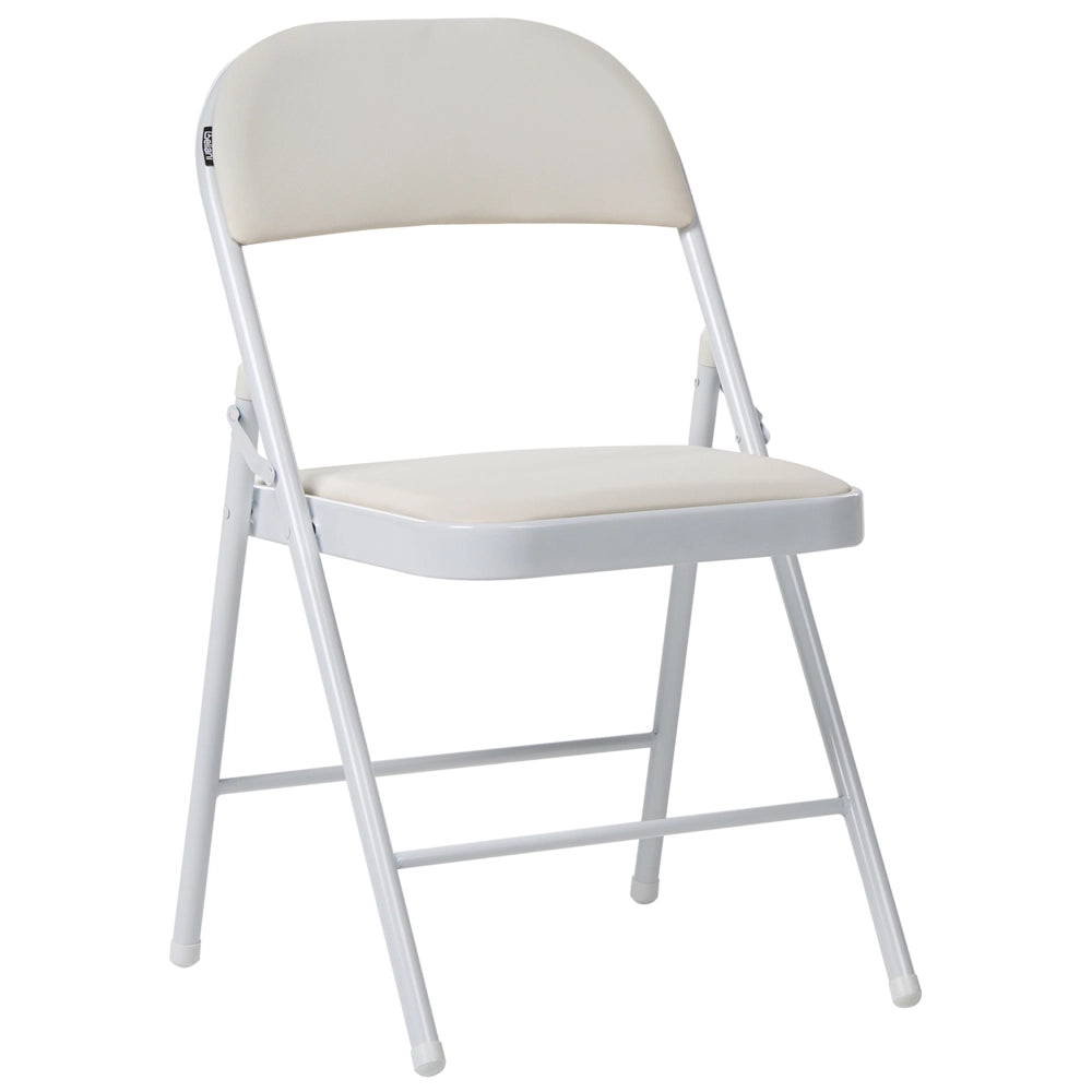 Set di 4 sedie pieghevoli con struttura in metallo color bianco e seduta e schienale imbottiti in tessuto PU Sedili ribaltabili