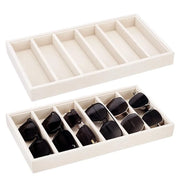 Organizzatore per occhiali da sole in velluto - 6 cassette - scatola di conservazione - gioielli - orologio - 38,3 x 19,3 x 3,2 cm