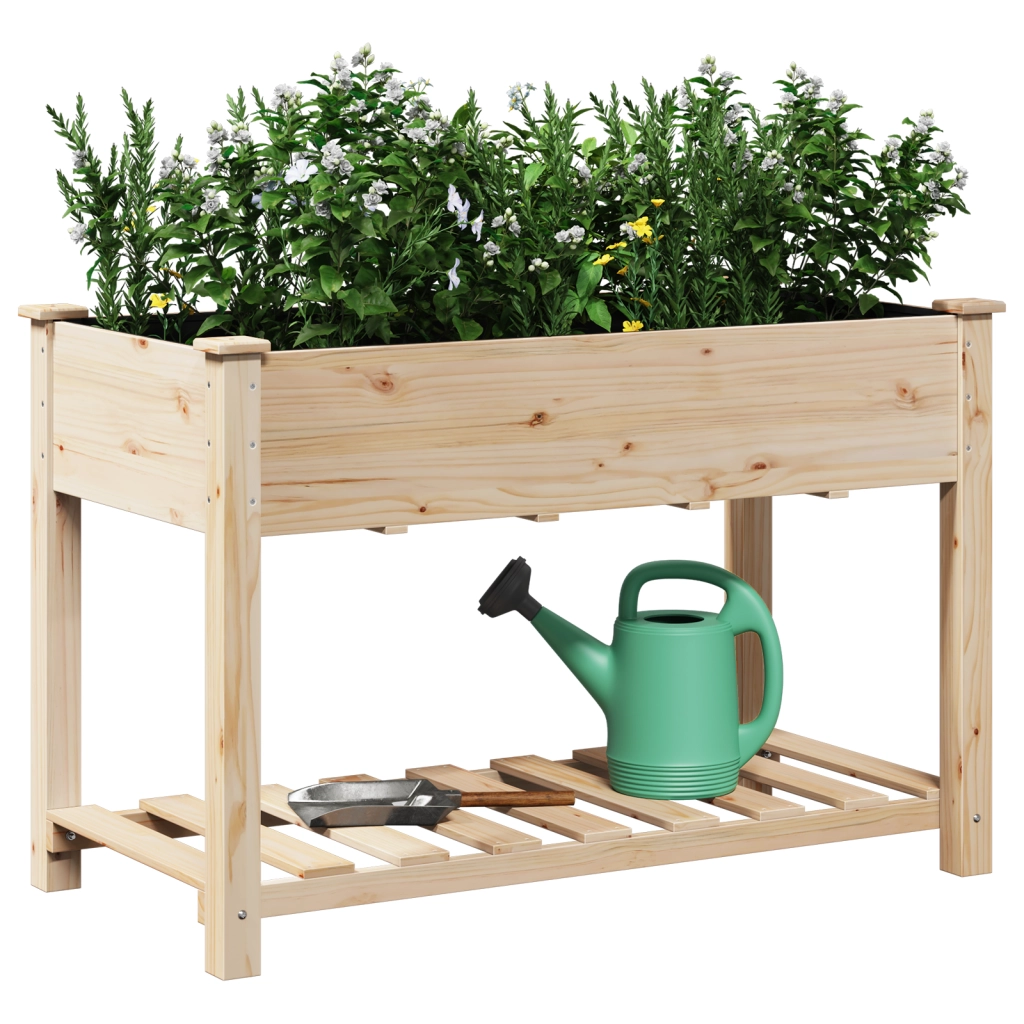 Fioriera da Giardino con Mensola 115x59x76 cm in Legno Massello di Pino