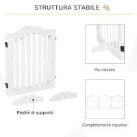 Cancellino per Cani Pieghevole a 3 Sezioni in Legno, 154.5x29.5x61cm, Bianco