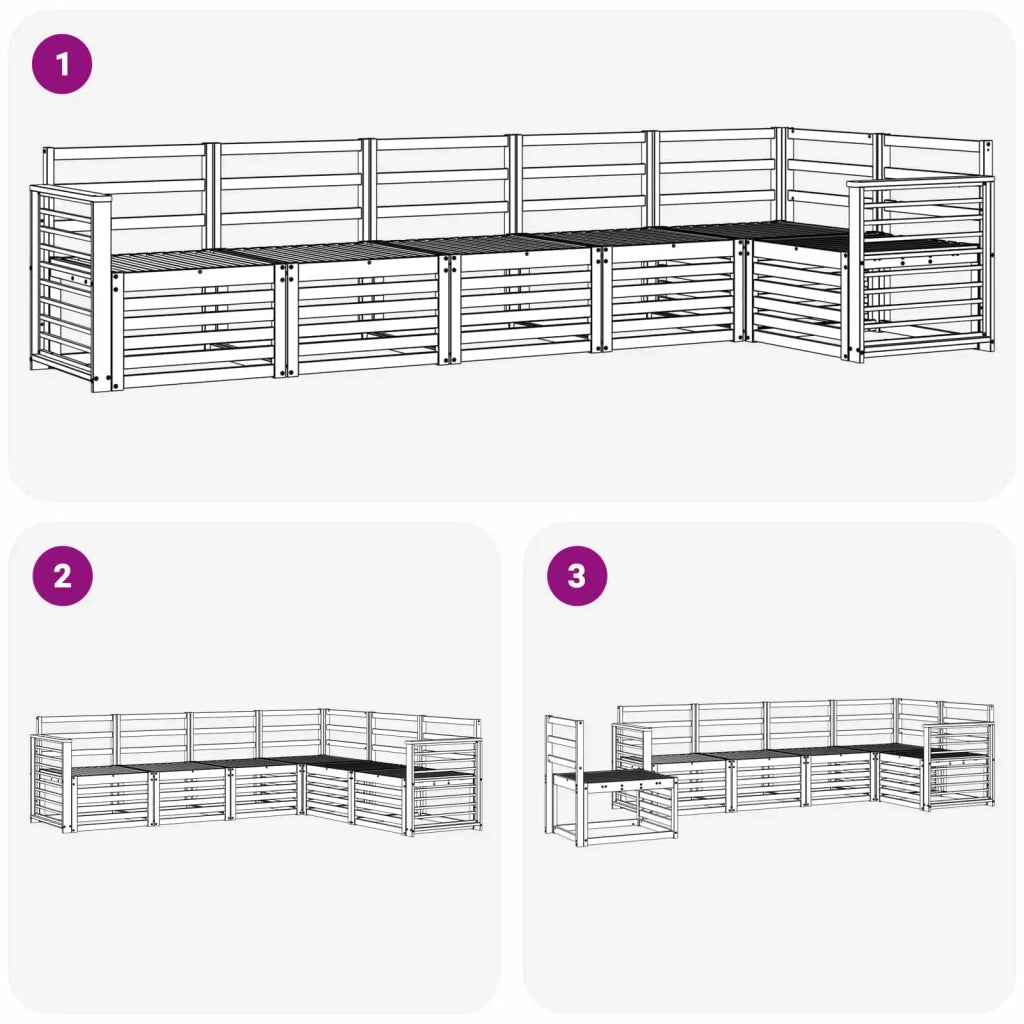 Set di divani da esterno 6 pcs Bianco 306 x 128,5 x 73 cm 3391924