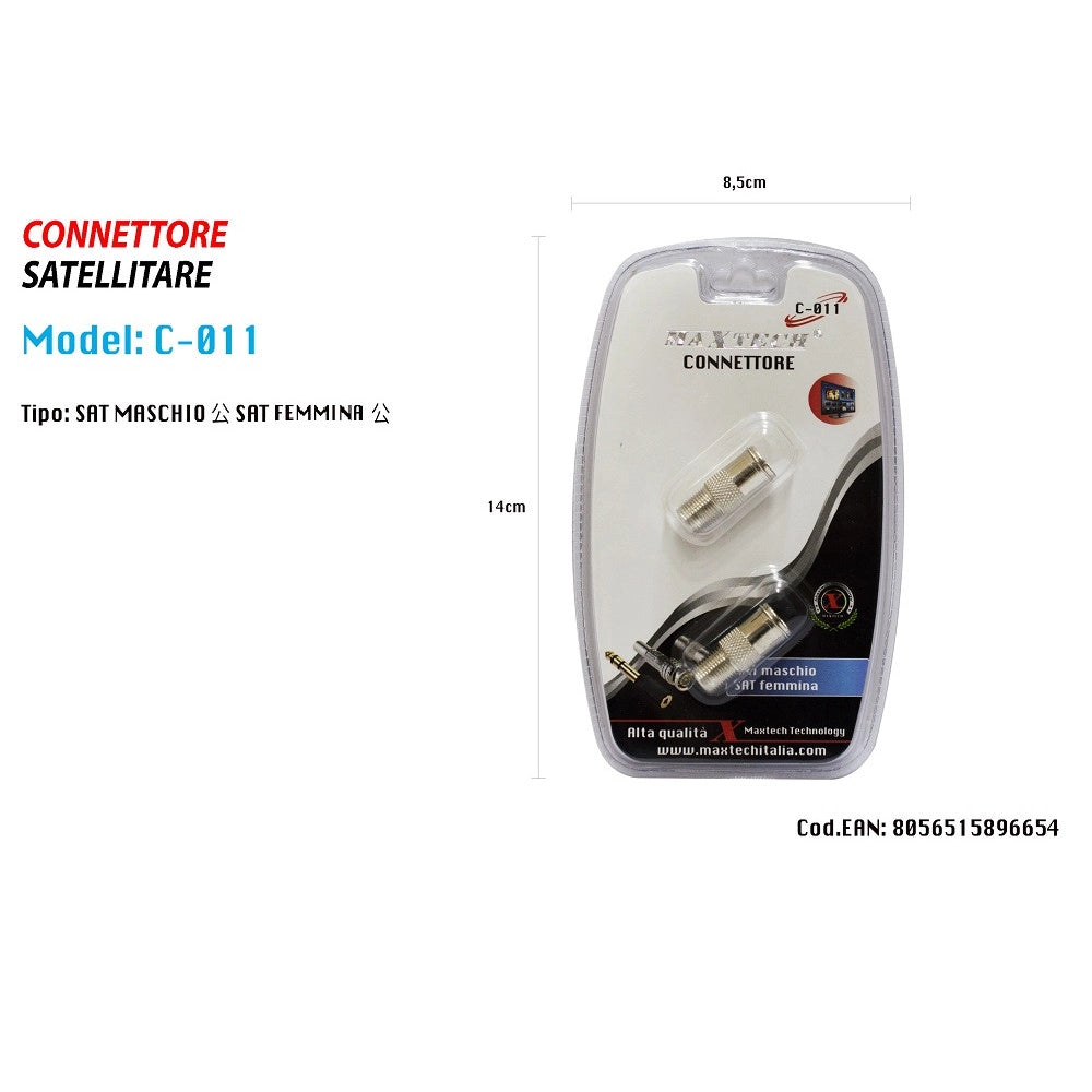 Trade Shop - Connettore Satellitare Per Adattatore Maschio A Spinotto Femmina Tv Maxtech C-011 -