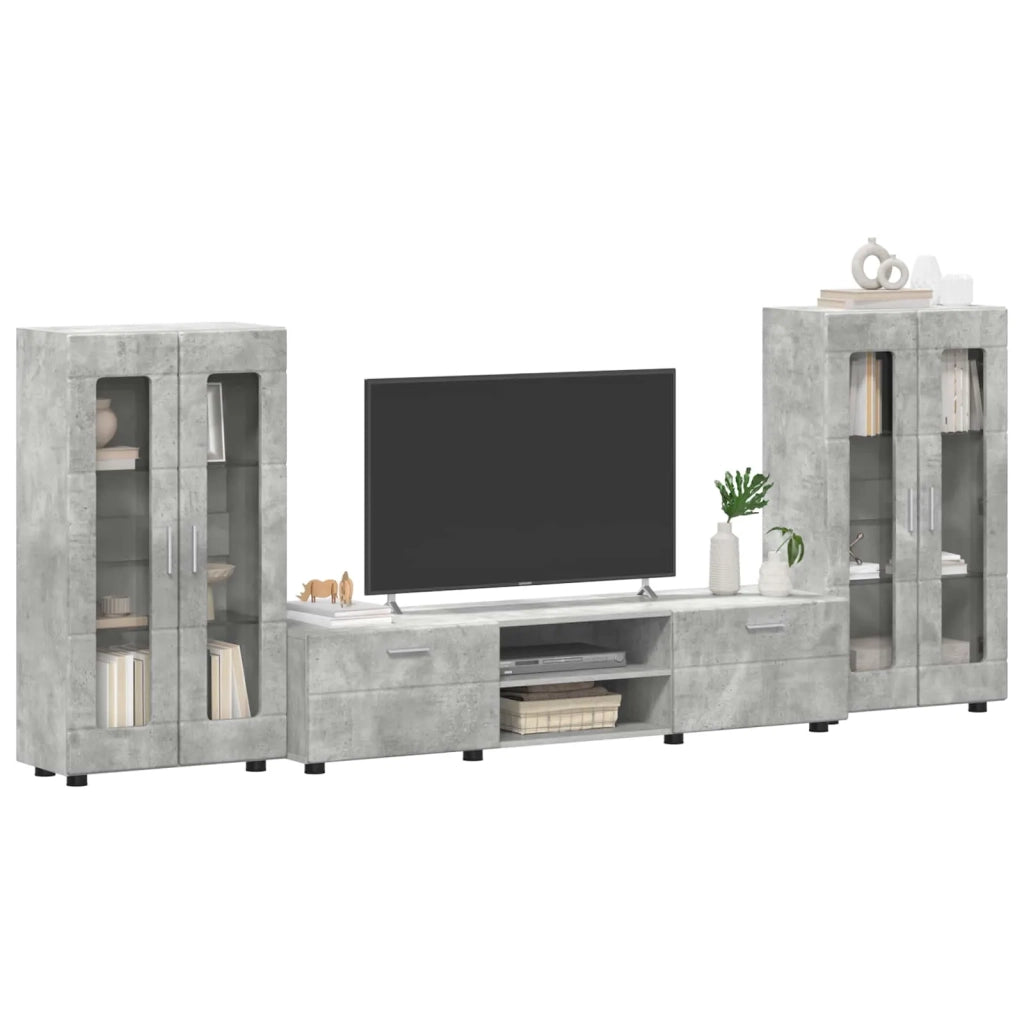Set mobile TV FLORIN 3 pcs Grigio cemento Legno multistrato 3397937
