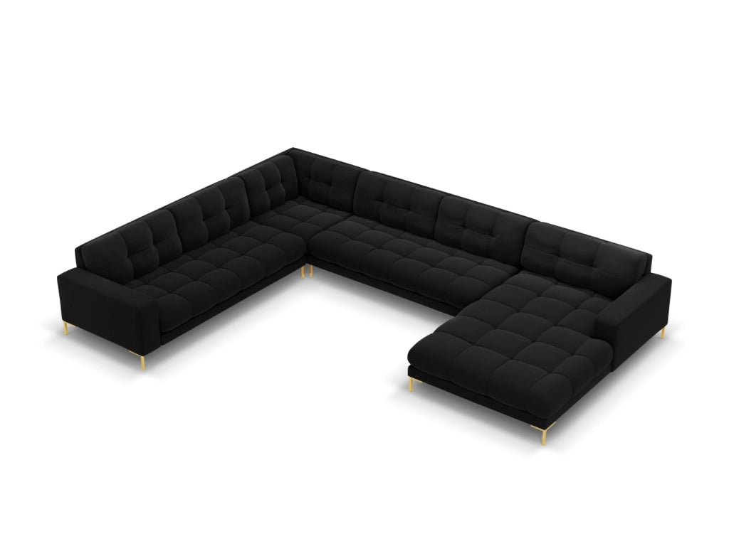 Cosmopolitan Design - Divano panoramico sinistro "Bali" 7 posti in velluto nero 