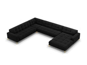 Cosmopolitan Design - Divano panoramico sinistro "Bali" 7 posti in velluto nero 