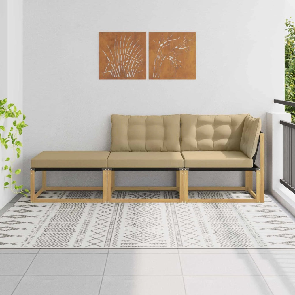 Salotto da Giardino-Divano componibile Sezionale con cuscino Bianco 241,5 x 83 x 73 cm 299660