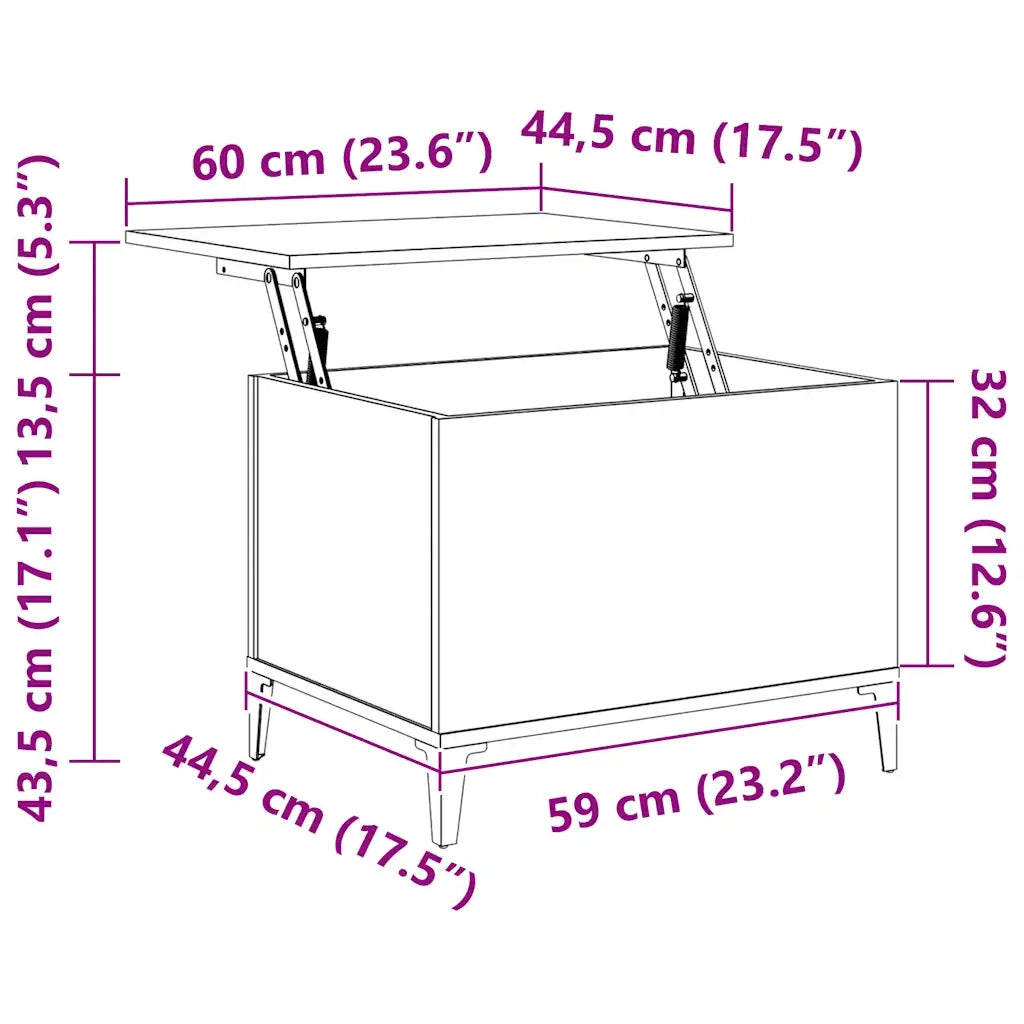 Tavolino Salotto Grigio Sonoma 60x44,5x45 cm Legno Multistrato 819578