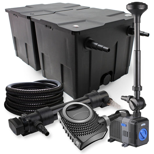 Set Filtro a 2 camere 60000l Chiarificatore UVC 36W Pompa NEO10000 80W Tubo Fontana