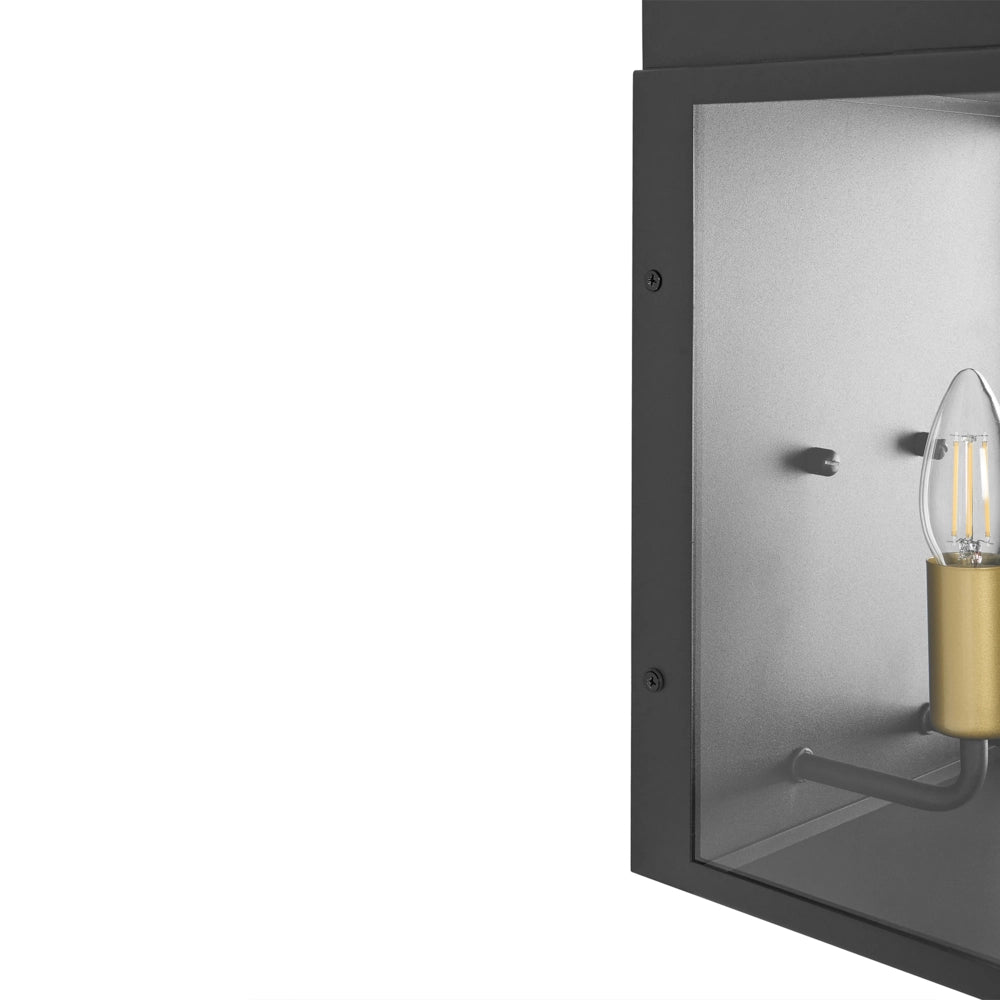 Set di 2 lampade da parete per esterni in metallo nero, stile tradizionale, per porta d'ingresso e veranda