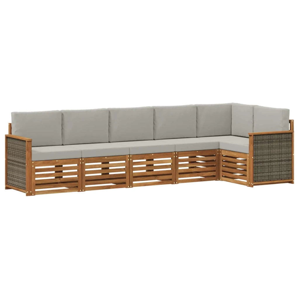 Set divano sezionale con cuscino 5 pcs Naturale e Grigio Chiaro