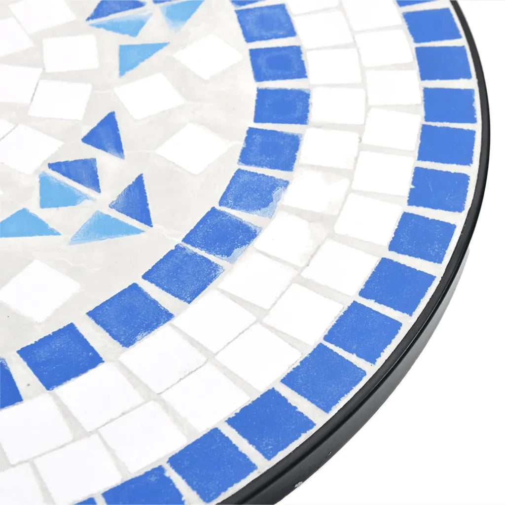 Tavolino da Bistrot con Mosaico-Tavolino da soggiorno Blu e Bianco ?50x70 cm Ceramica