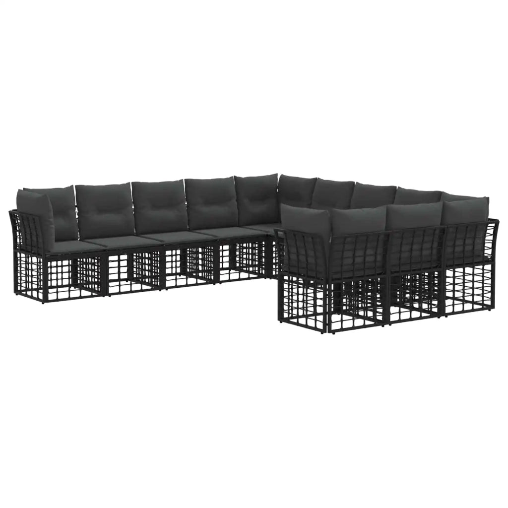 Set di divani da esterno Nero e Grigio scuro Poliestere 3437585
