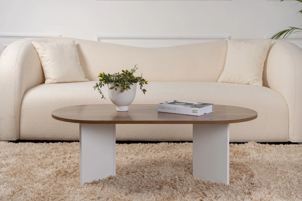 Tavolino da caffè in legno "Sabbia" - 60 x 119 x 40 cm - Noce Bianco