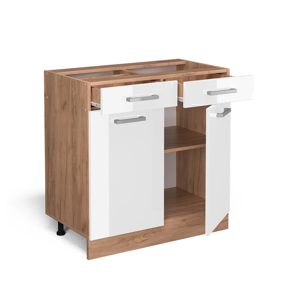 Vicco Mobiletto base per cucina Bianco lucido 80 cm PL Marmo