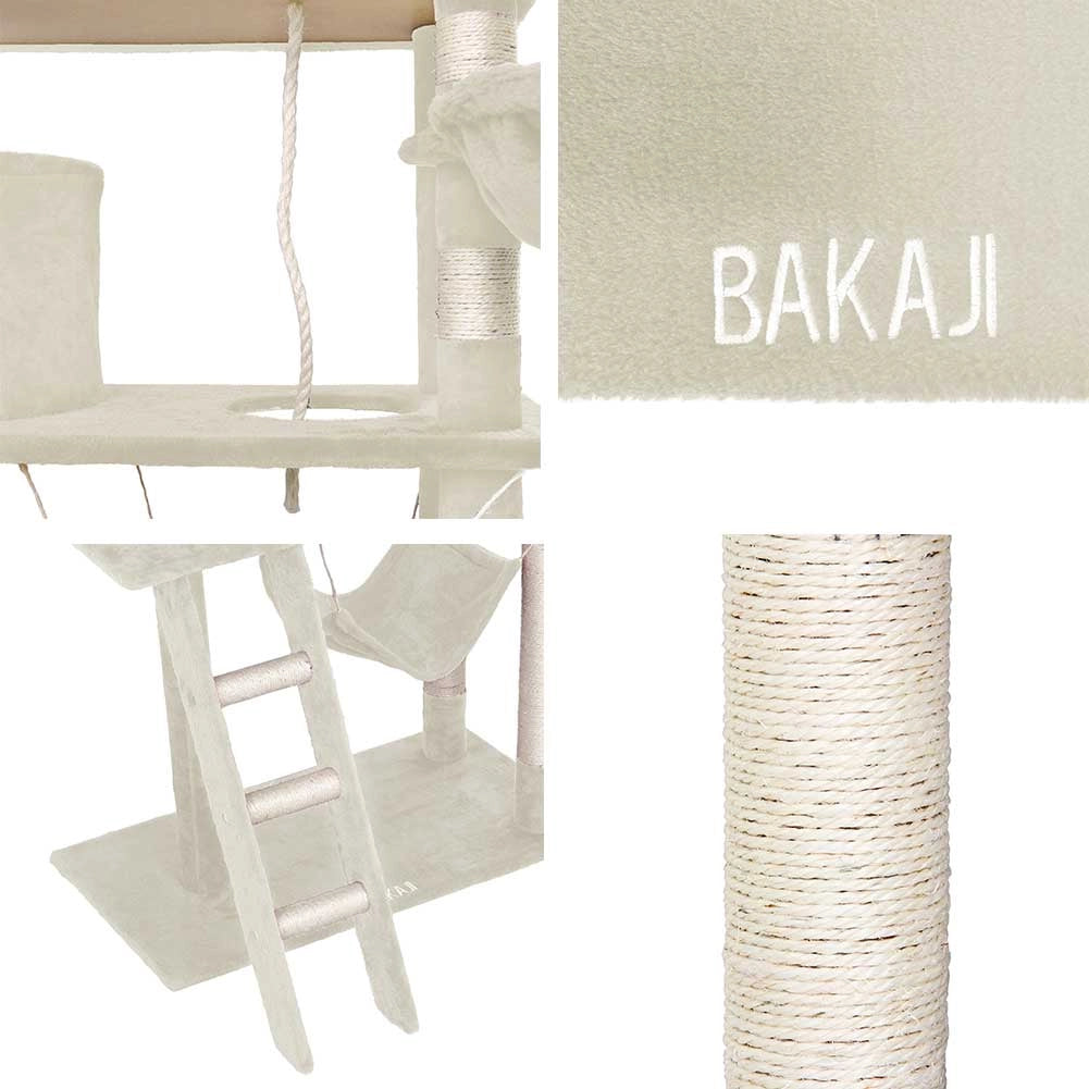 Albero Tiragraffi per Gatti Parco Giochi Cuccia Graffiatoio gatto 142cm Beige