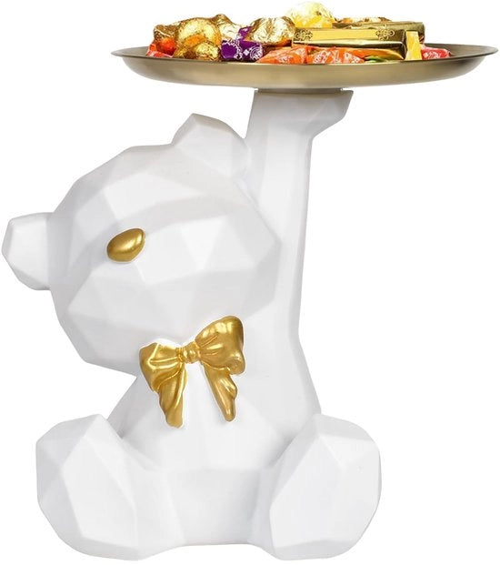 Berenbeeld con cassettone, sculture di orso con cassetto decorativo per chiavi, gioielli, candele, piccoli oggetti, decorazione orso per soggiorno, ingresso, arredamento ufficio