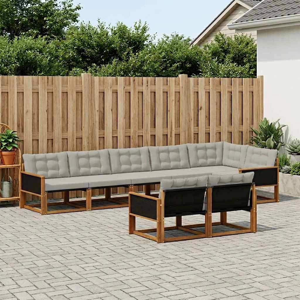 Set di divani da esterno 8 pz Naturale e Grigio Chiaro 3381495