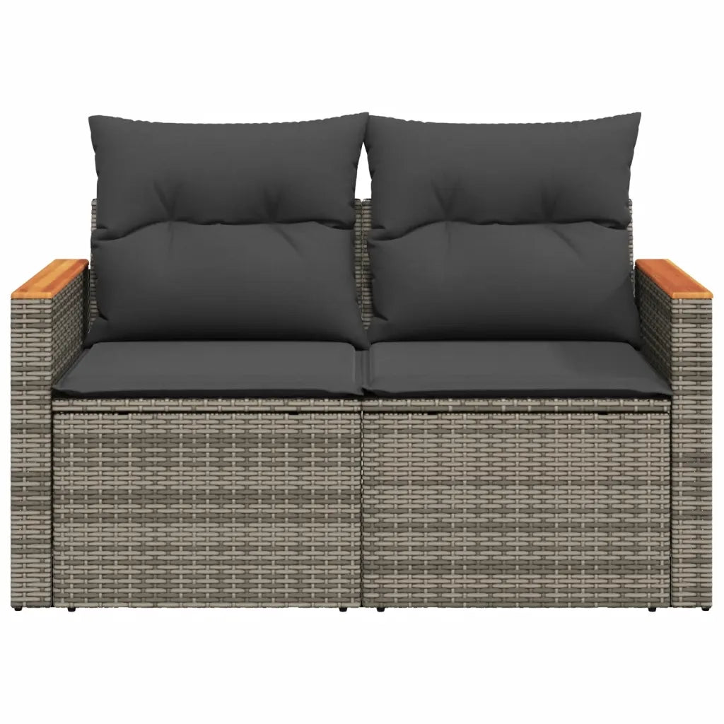 Divano da Giardino con Cuscini 2 Posti-Sofa da Giardino-Divano da esterno Grigio in Polyrattan 117379