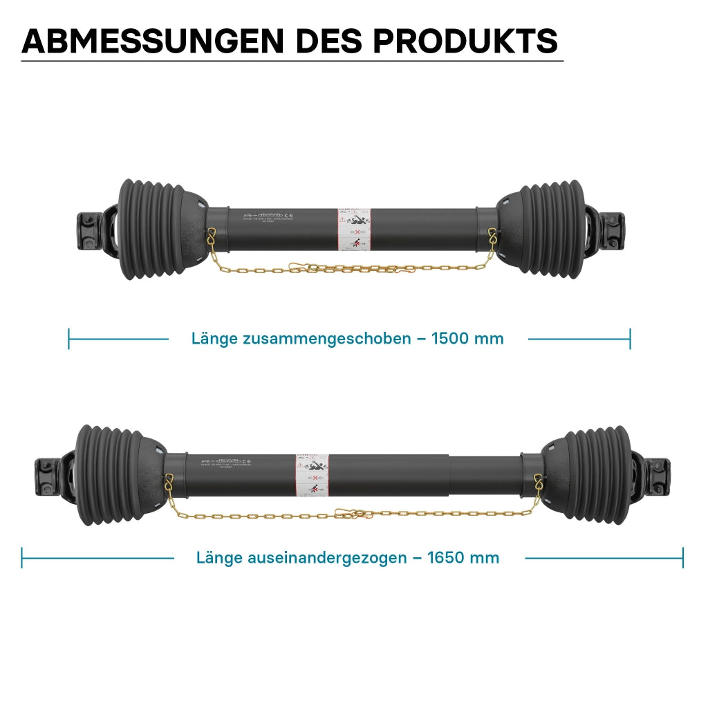 Albero cardanico T8 Giunto cardanico 1500-1650mm 1240Nm 540rpm Cardano 110kW 150CV 2x 1 3/8" 6 denti