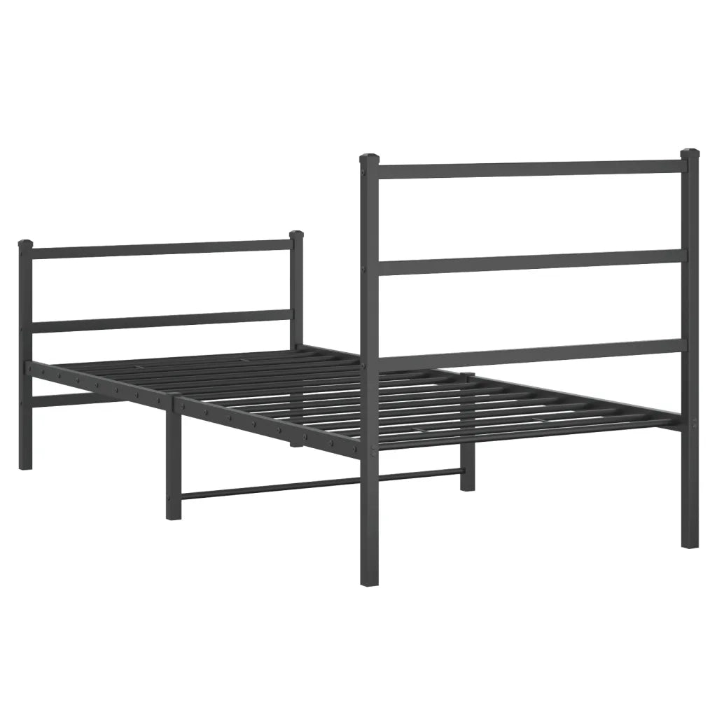 Giroletto con Testiera e Pediera-Struttura Letto Metallo Nero 90x190 cm 656282