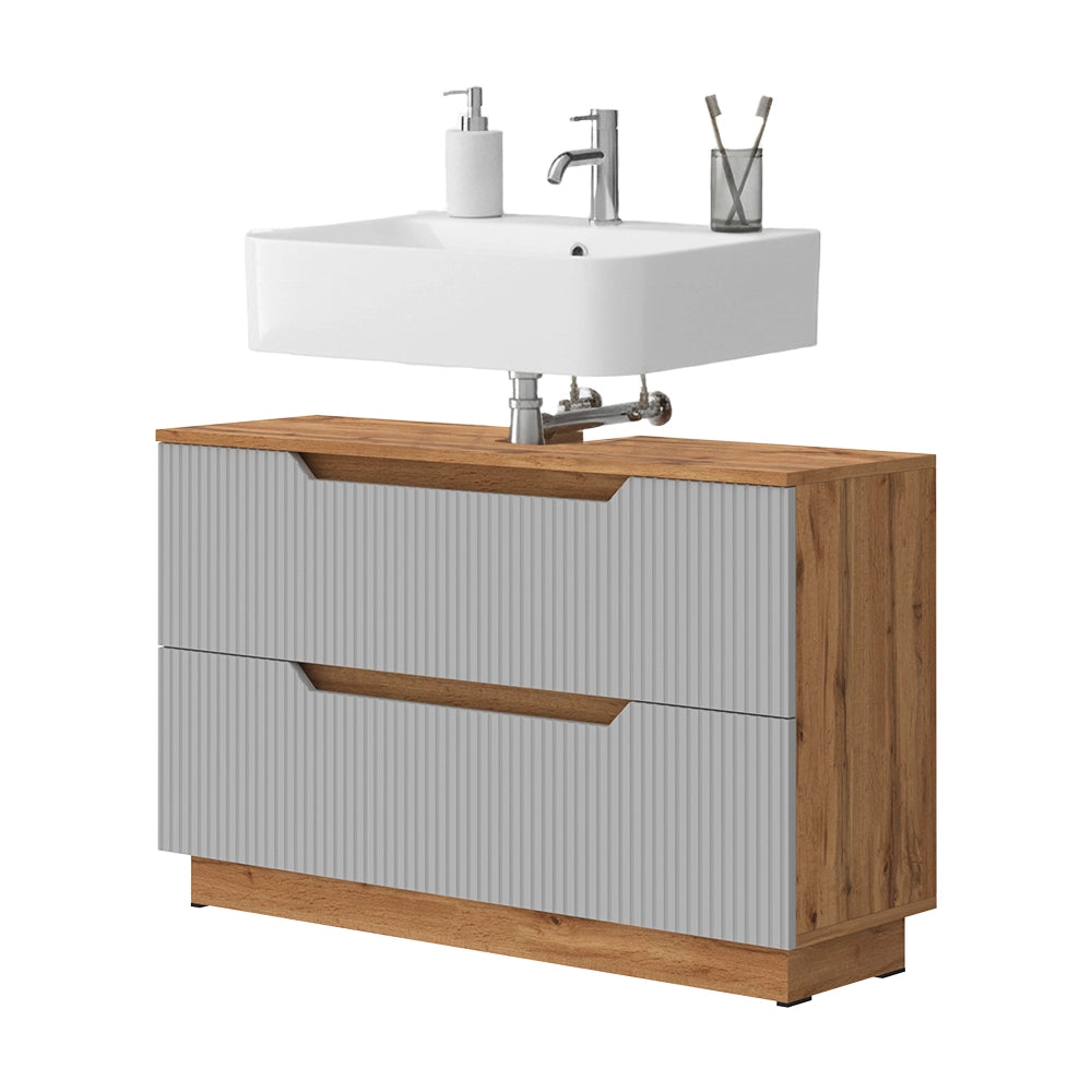 Vicco Mobile sottolavabo per bagno Quercia/grigio 99.4 x 62.5 cm con 2 cassetti