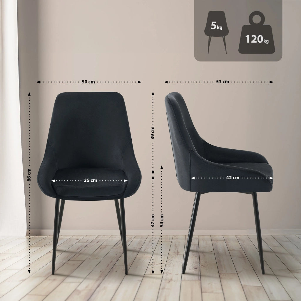 Set di 2 sedie per sala da pranzo Elmira velluto nero 7